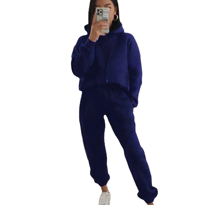 Damen nan kuscheliger Oversize-Kapuzenpullover und Highwaist-Jogginghose Set Drune