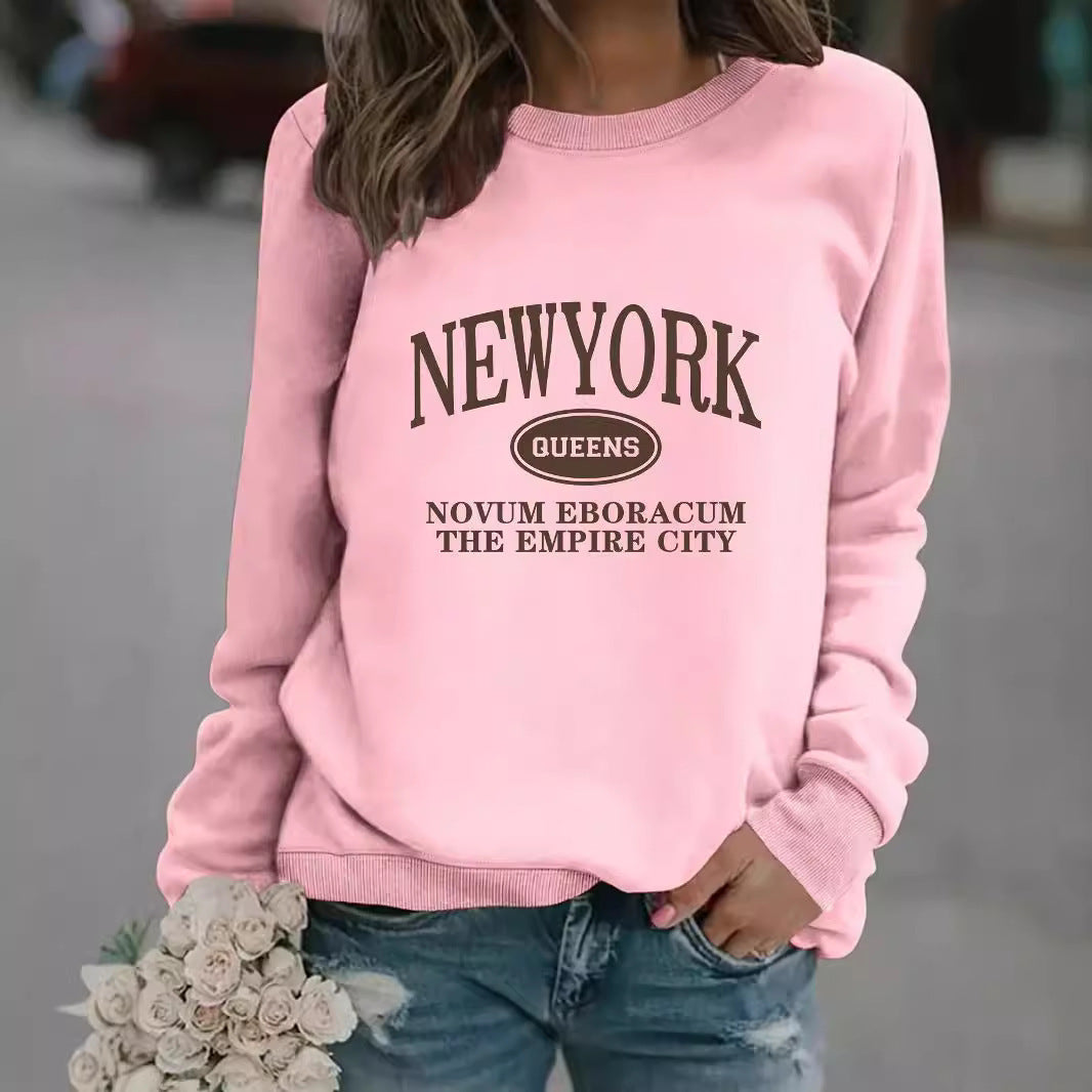 Damen Sweatshirt mit stylischem New Yorker Schriftzug Drune