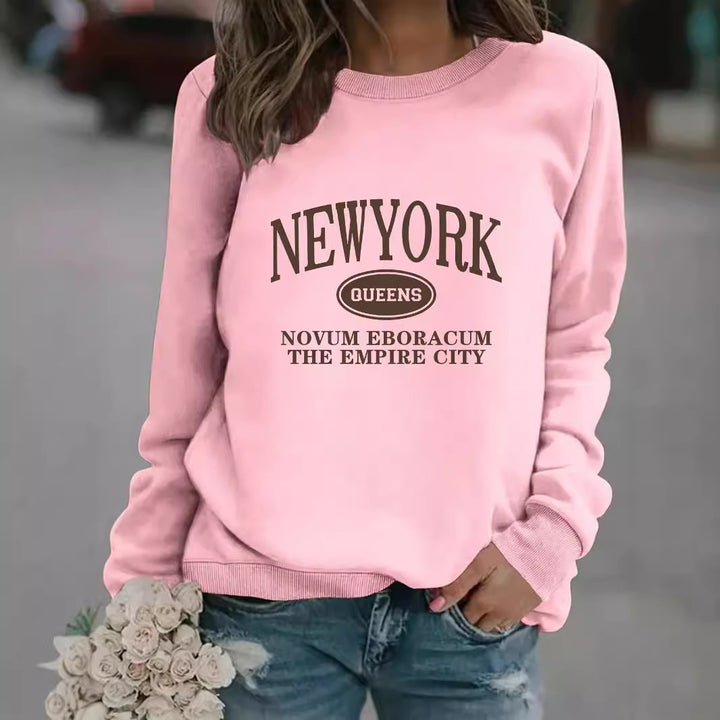 Damen Sweatshirt mit stylischem New Yorker Schriftzug Drune