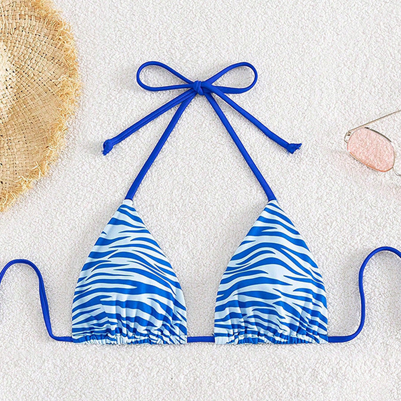 Damen Triangel-Bikini mit verstellbaren Trägern und einzigartigem Wellenmuster Drune