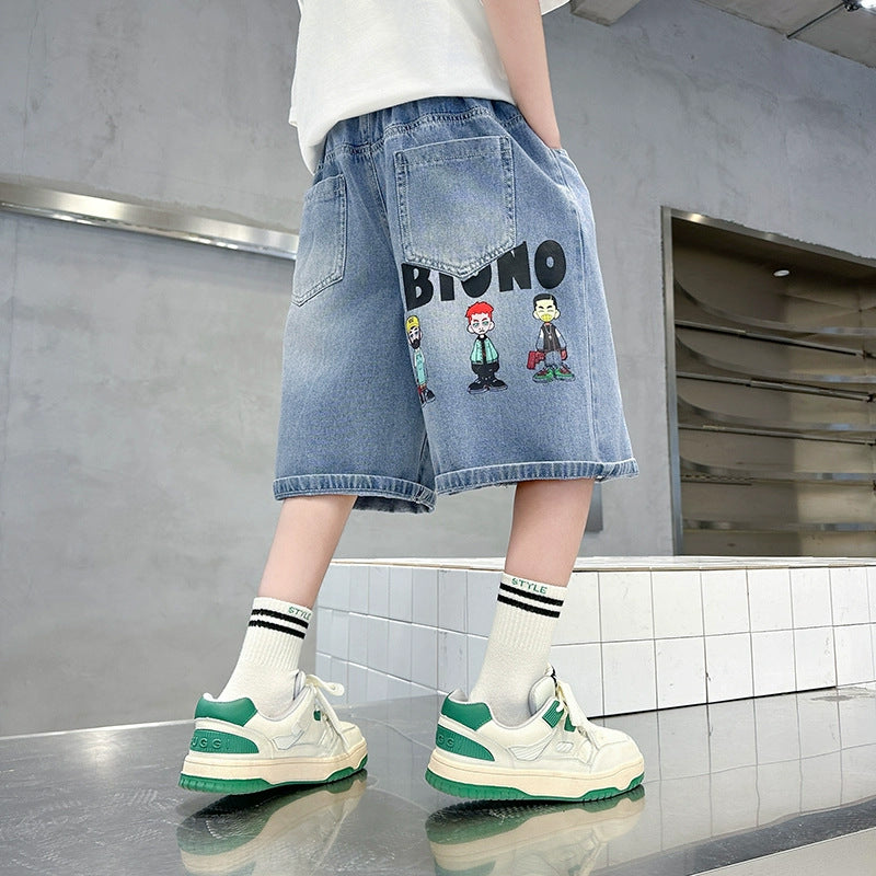 Jungen Denim-Shorts mit exklusivem Comic-Print Drune
