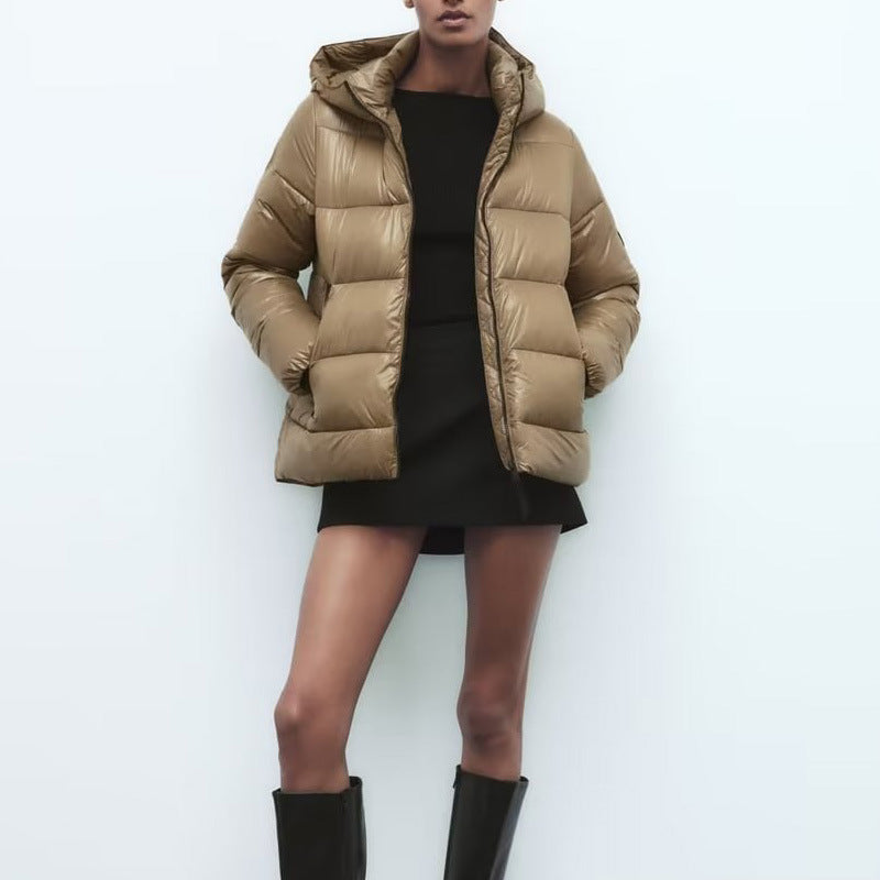 Damen wärmeisolierende Kunstfaserjacke mit abnehmbarer Kapuze Drune