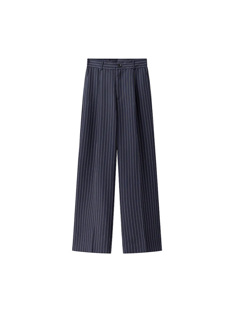 Damen weite Hochbund-Hose mit eleganten Streifen Drune