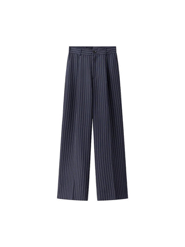 Damen weite Hochbund-Hose mit eleganten Streifen Drune
