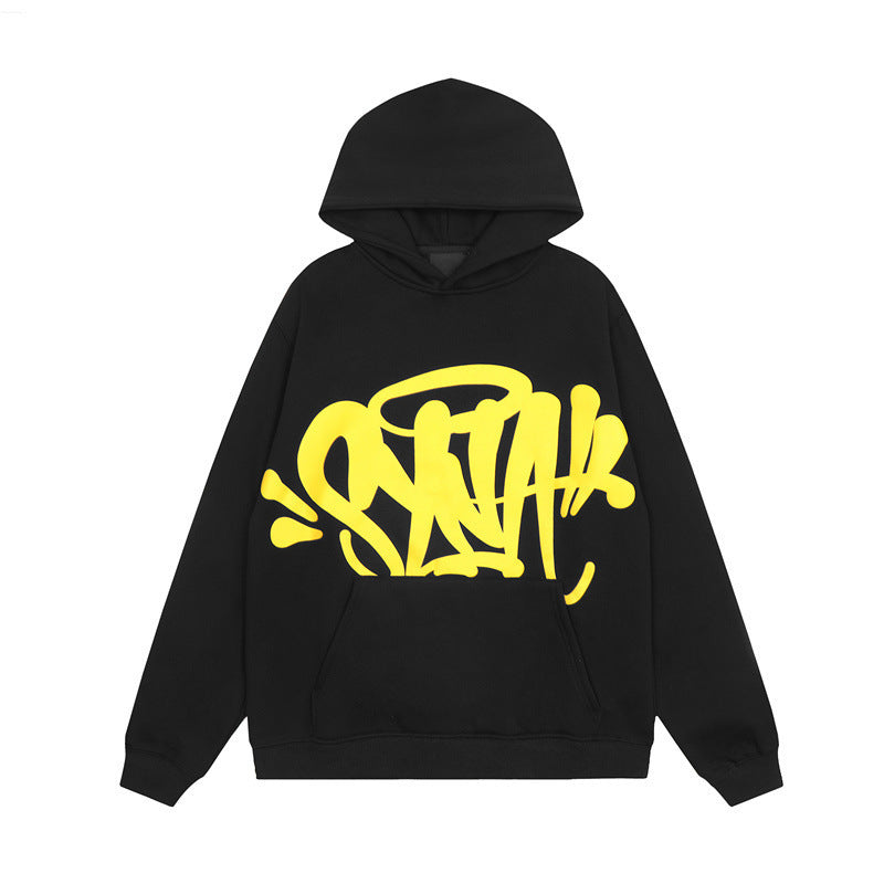 Damen Kapuzenpullover mit kreativem Graffiti-Design und praktischen Kängurutaschen Drune