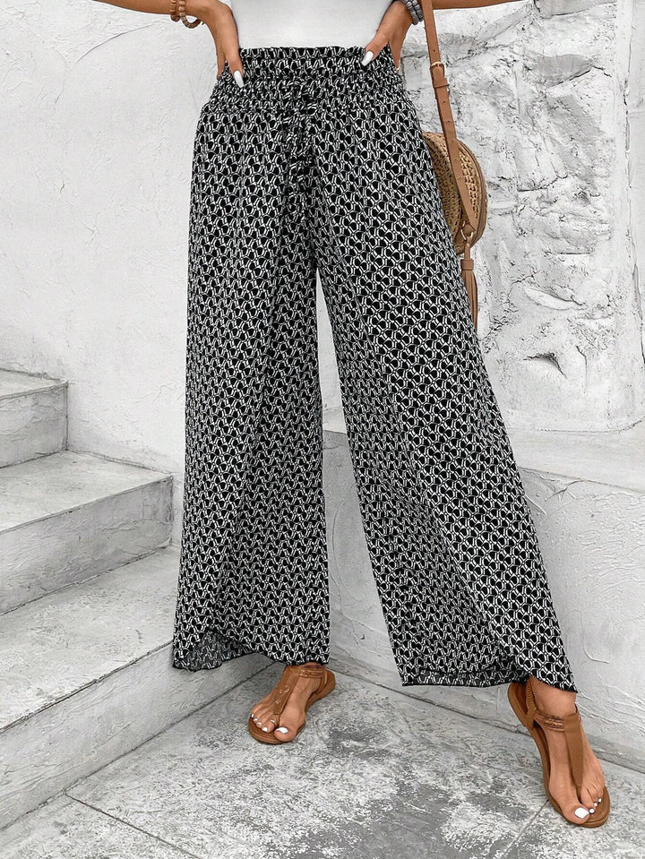 Damen weite Sommerhose mit elastischem Bund und floralem Design Drune