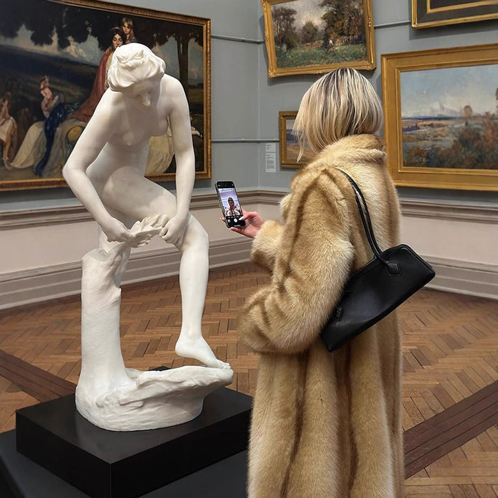 Damen Luxus Kunstfellmantel Drune