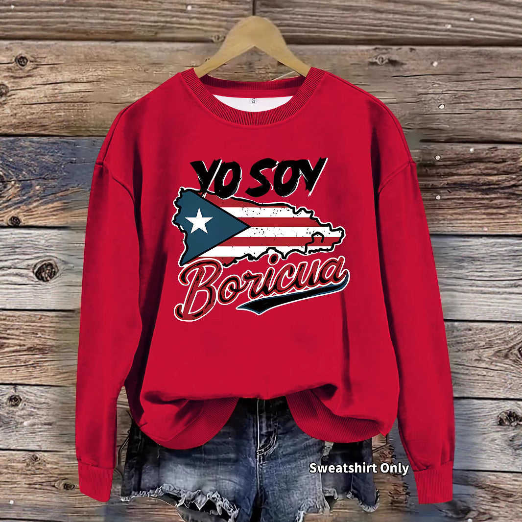 Damen Sweatshirt mit kreativem Puerto Rico Design und lässigem Schnitt Drune