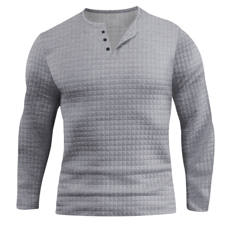 Herren Langarmshirt mit strukturiertem Design und modischem Knopfverschluss Drune