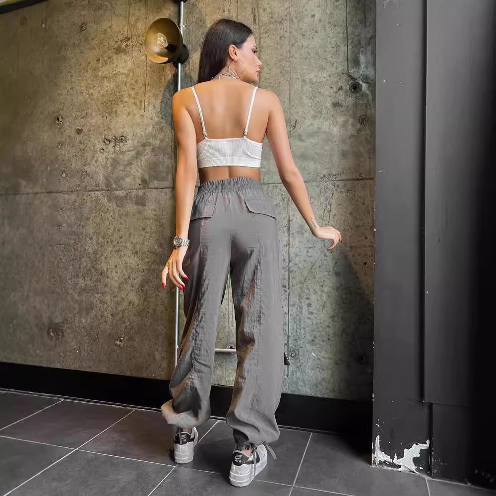 Damen Cargo-Hose mit elastischem hohen Bund und praktischen Taschen Drune