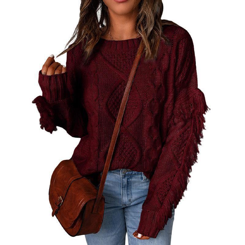Damen Strickpullover mit voluminösen Armen und raffinierten Farbdetails Drune