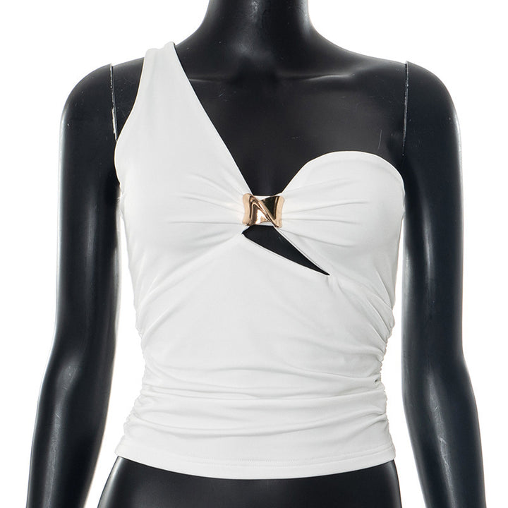 Damen Top mit asymmetrischem Design und dekorativem Schlittverschluss Drune