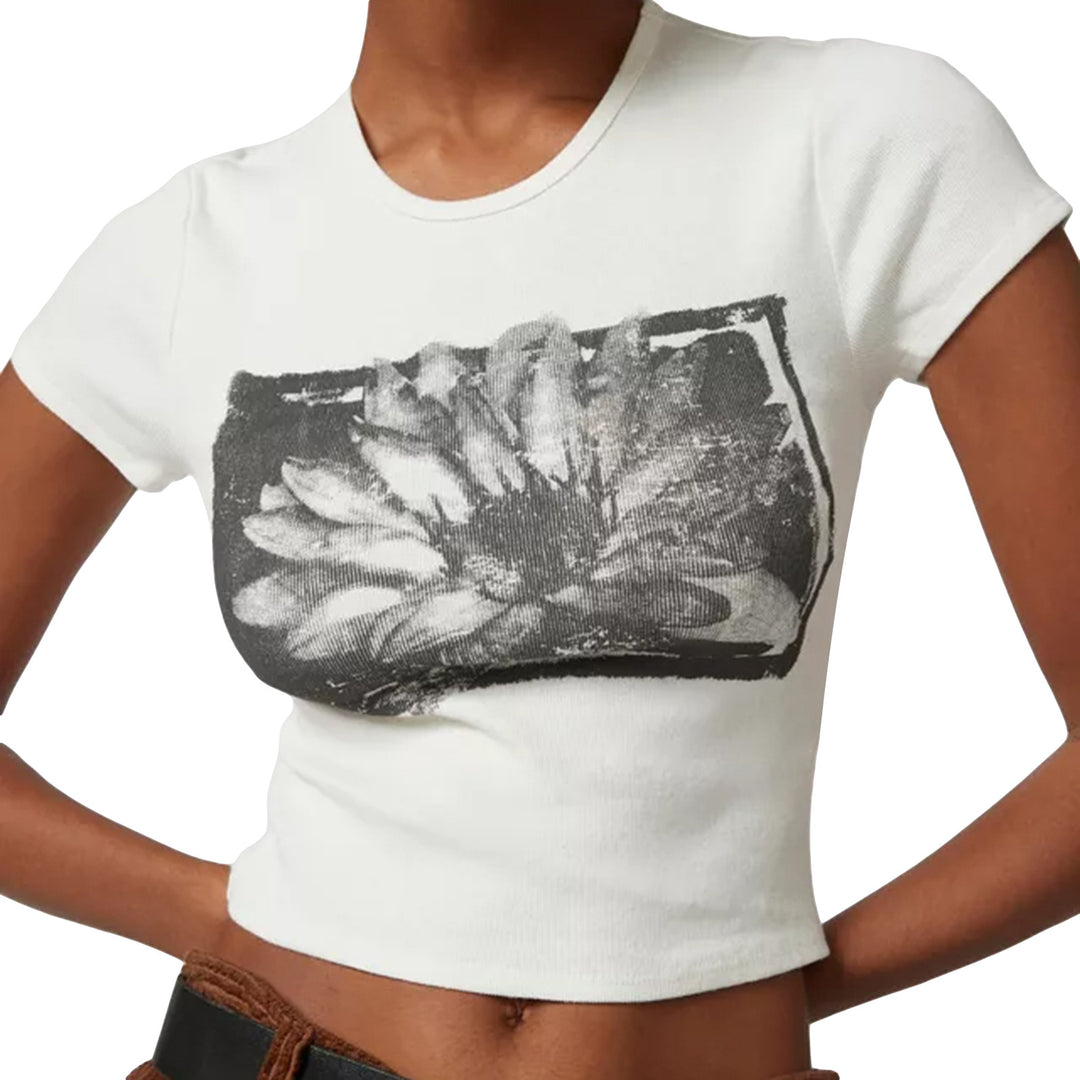 Damen Crop-Top mit floralem Druckdesign Drune