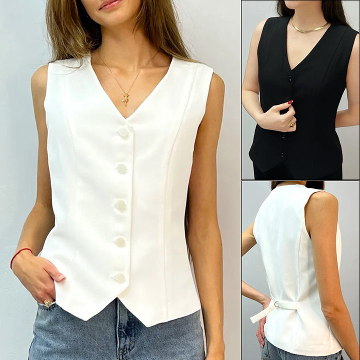 Damen ärmelloses Blusenkleid mit schmaler Passform Drune