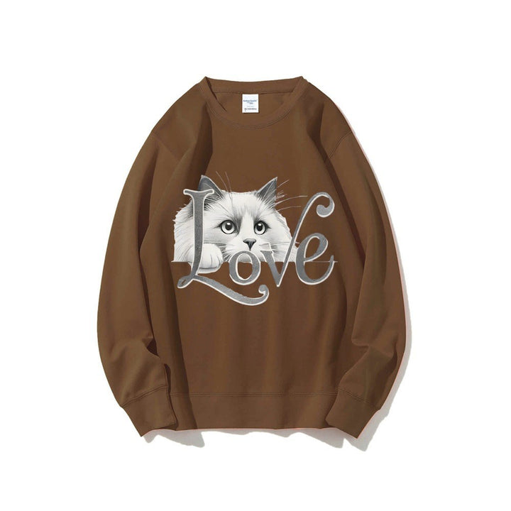 Damen Sweatshirt mit verspieltem Katzenmotiv und lässigem Schnitt Drune