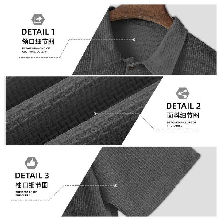 Herren nan Mikrostruktur-Poloshirt mit Hemdkragen, dezenter Knopfleiste und atmungsaktivem Jersey Drune