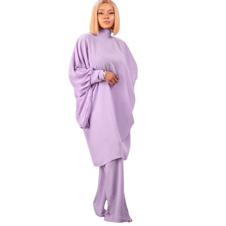 Damen modisches Oversized-Set mit hohem Kragen und weiten Ärmeln Drune