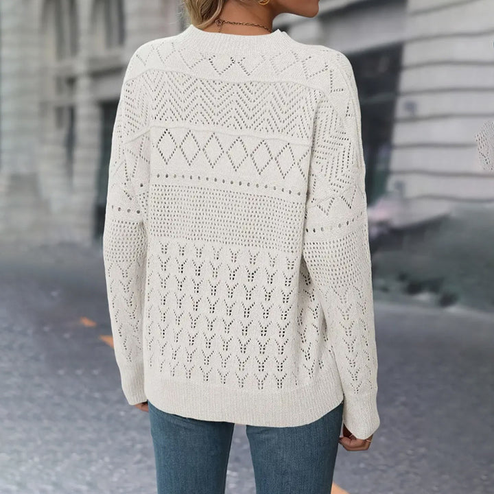 Damen Großer Strickpullover mit einzigartiger Lochmuster-Optik und lässigen Überschnittenen Ärmeln Drune