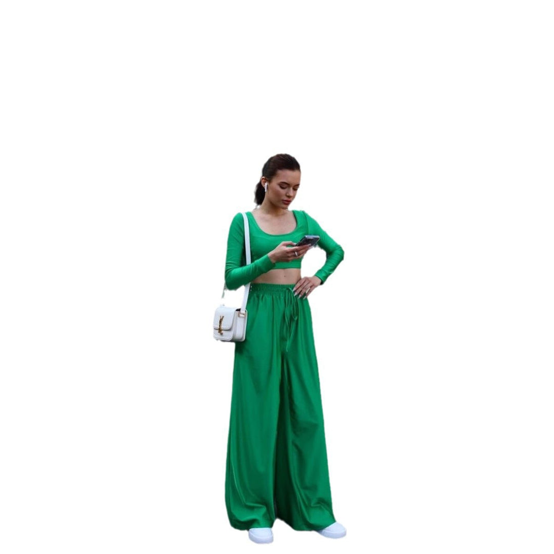 Damen Elegantes Lounge-Set mit weitem Oberteil und lässigen Hosen Drune
