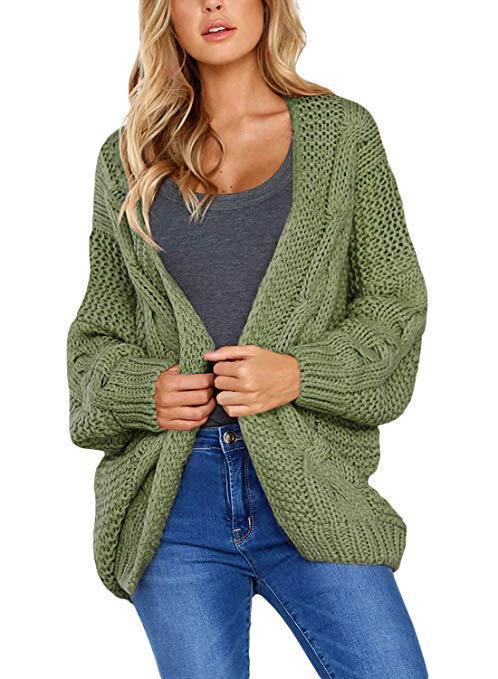 Damen Grobstrick-Cardigan mit elegantem Zopfmuster und weitem Schnitt Drune