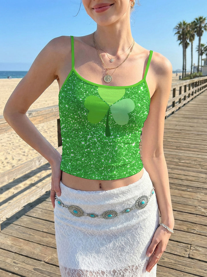 Damen Crop-Top mit floralem Motiv und verstellbaren Trägern Drune