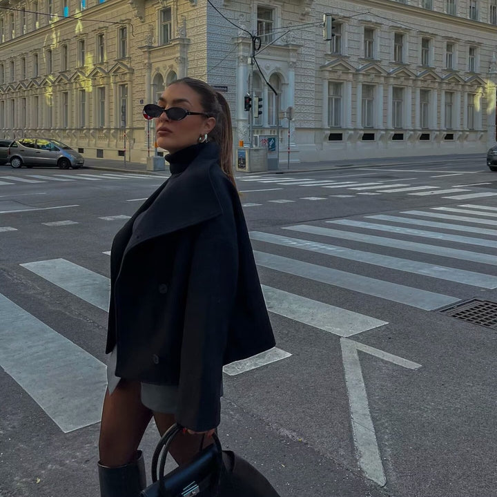Damen modische Übergangsjacke im eleganten Doppelreiher-Stil Drune