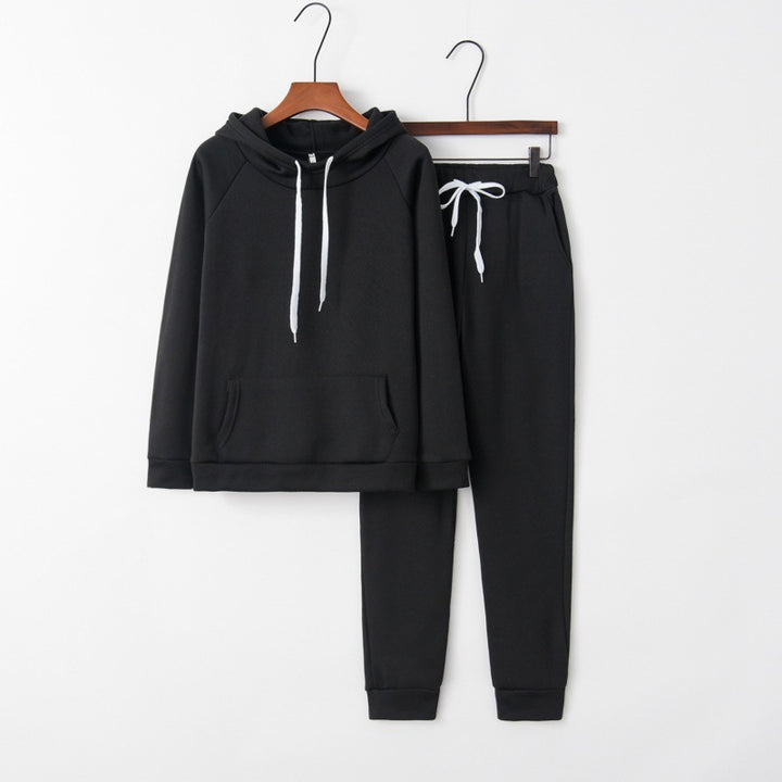 Damen Lässiger Trainingsanzug mit Kapuzenpullover und bequemen Jogginghose Drune