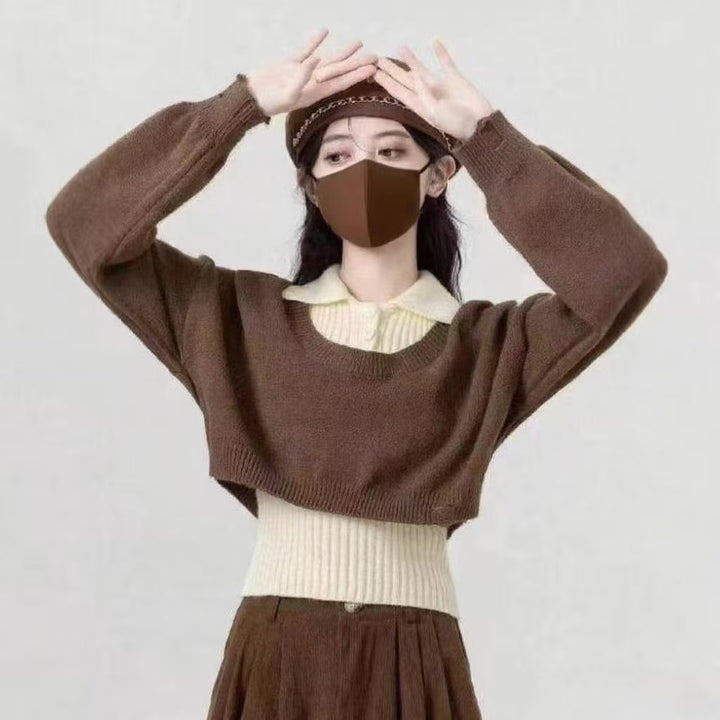 Damen modischer Crop-Pullover mit einzigartigem Design Drune