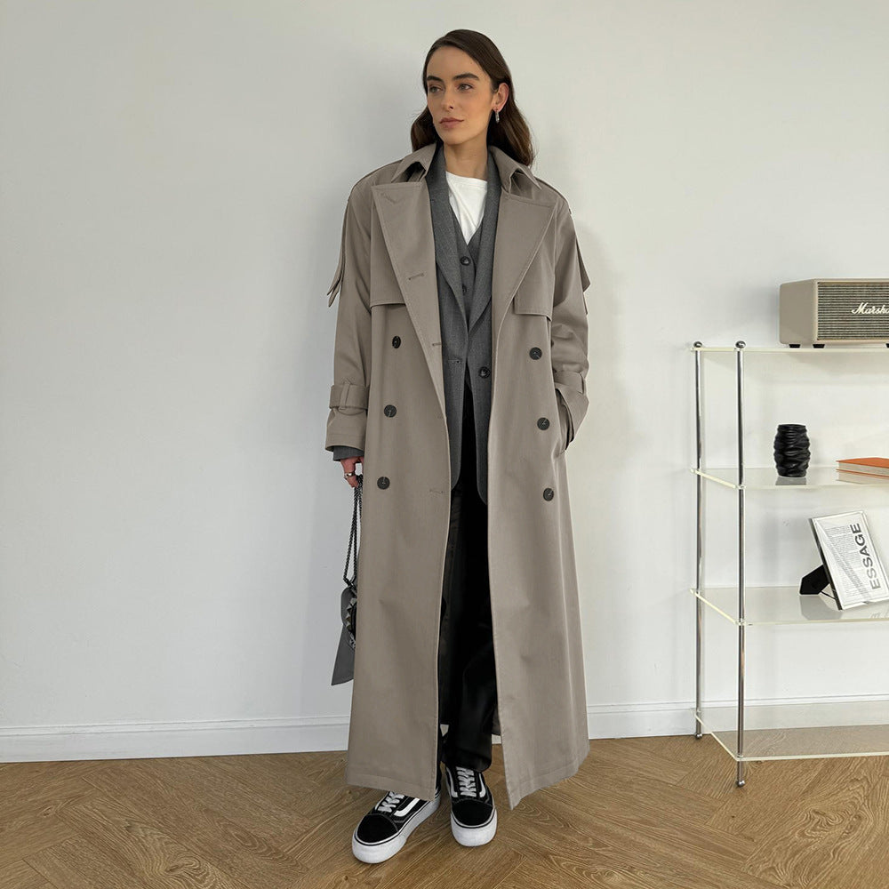 Damen Modischer Trenchcoat mit Gürtel und detailverliebtem Schnitt Drune