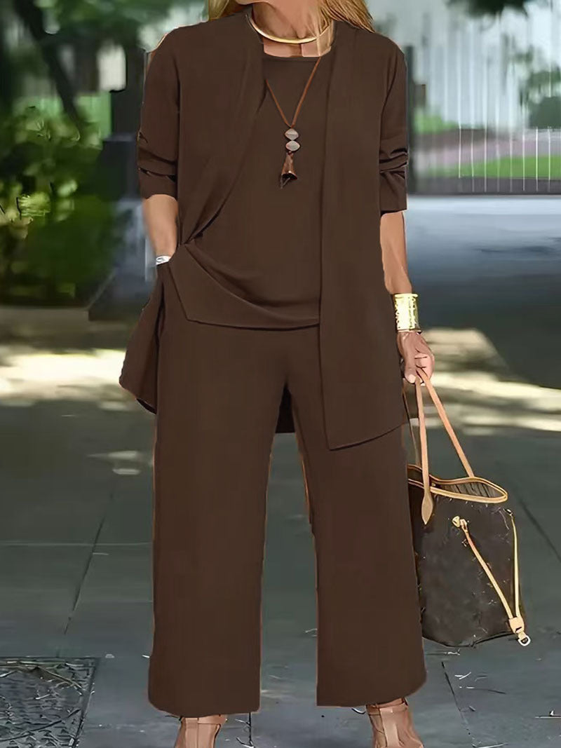 Drune | Langarm-Cardigan-Weste Drei-Teile-Set