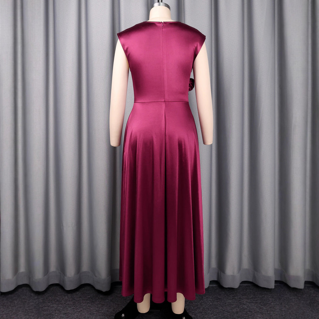 Damen elegantes Maxikleid mit herzförmigem Ausschnitt und seitlichem Schlitz Drune