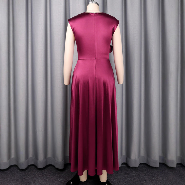 Damen elegantes Maxikleid mit herzförmigem Ausschnitt und seitlichem Schlitz Drune