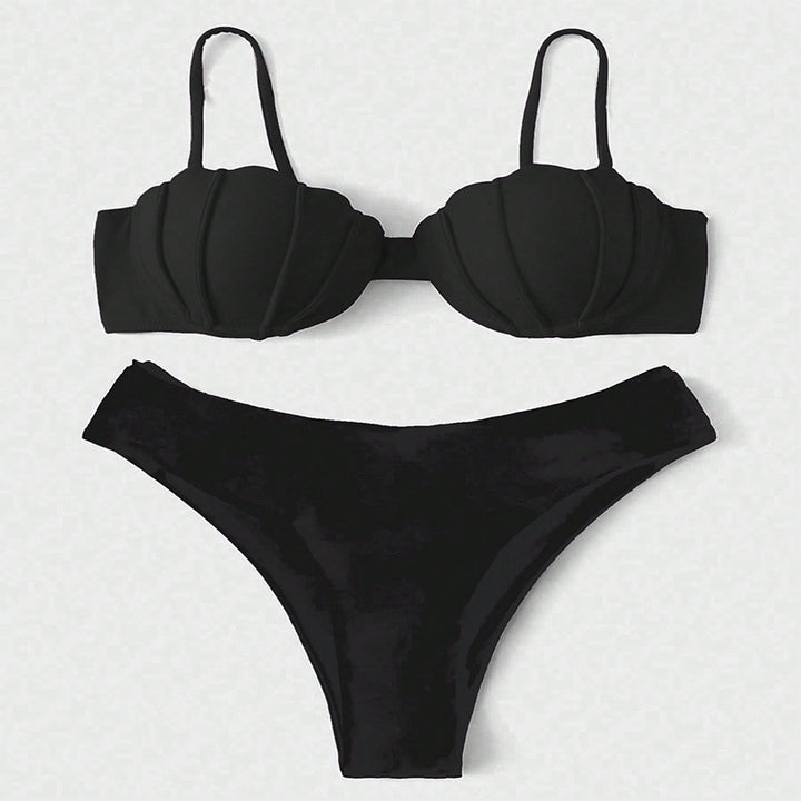 Damen Triangel-Bikini mit strukturierter Haptik und hochgeschnittenem Unterteil Drune