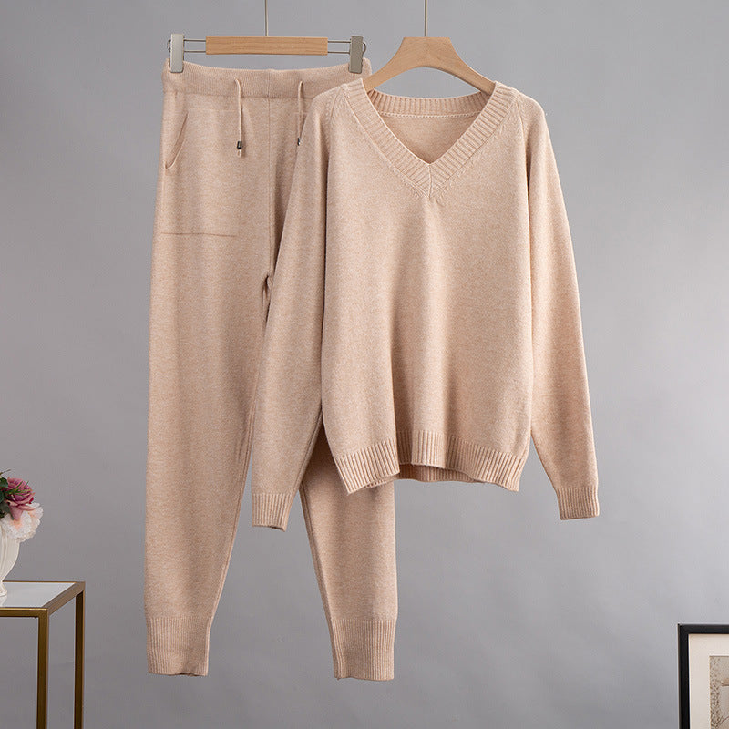 Damen Kuscheliges Strickset mit V-Ausschnitt und Relaxed Fit Drune