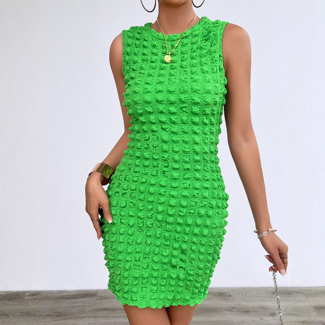 Damen kurzes figurbetontes Kleid mit strukturiertem Material Drune