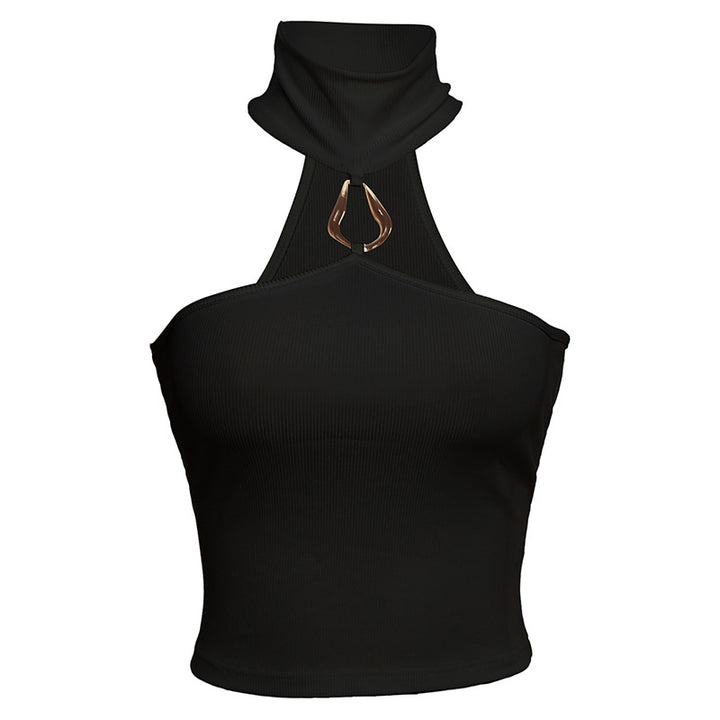 Damen Sportliches Crop-Top mit geschmackvollem Choker und dekorativem Detail Drune