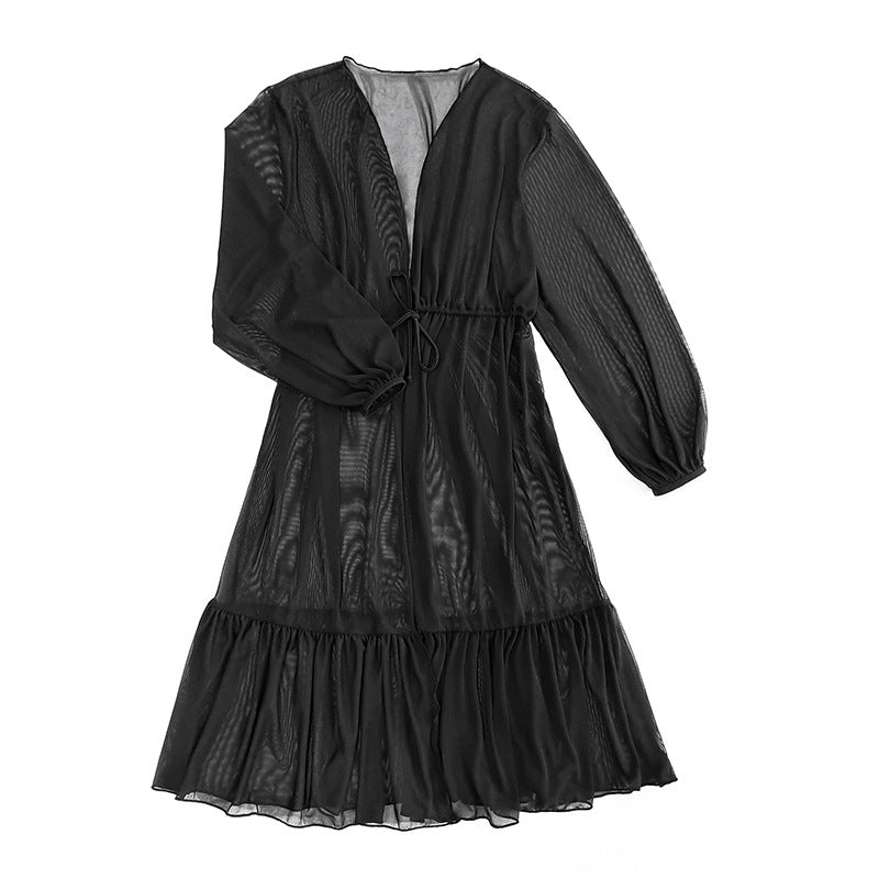 Damen Sommerliches Strandkleid mit lässigem Schnitt und elastischem Taillenband Drune
