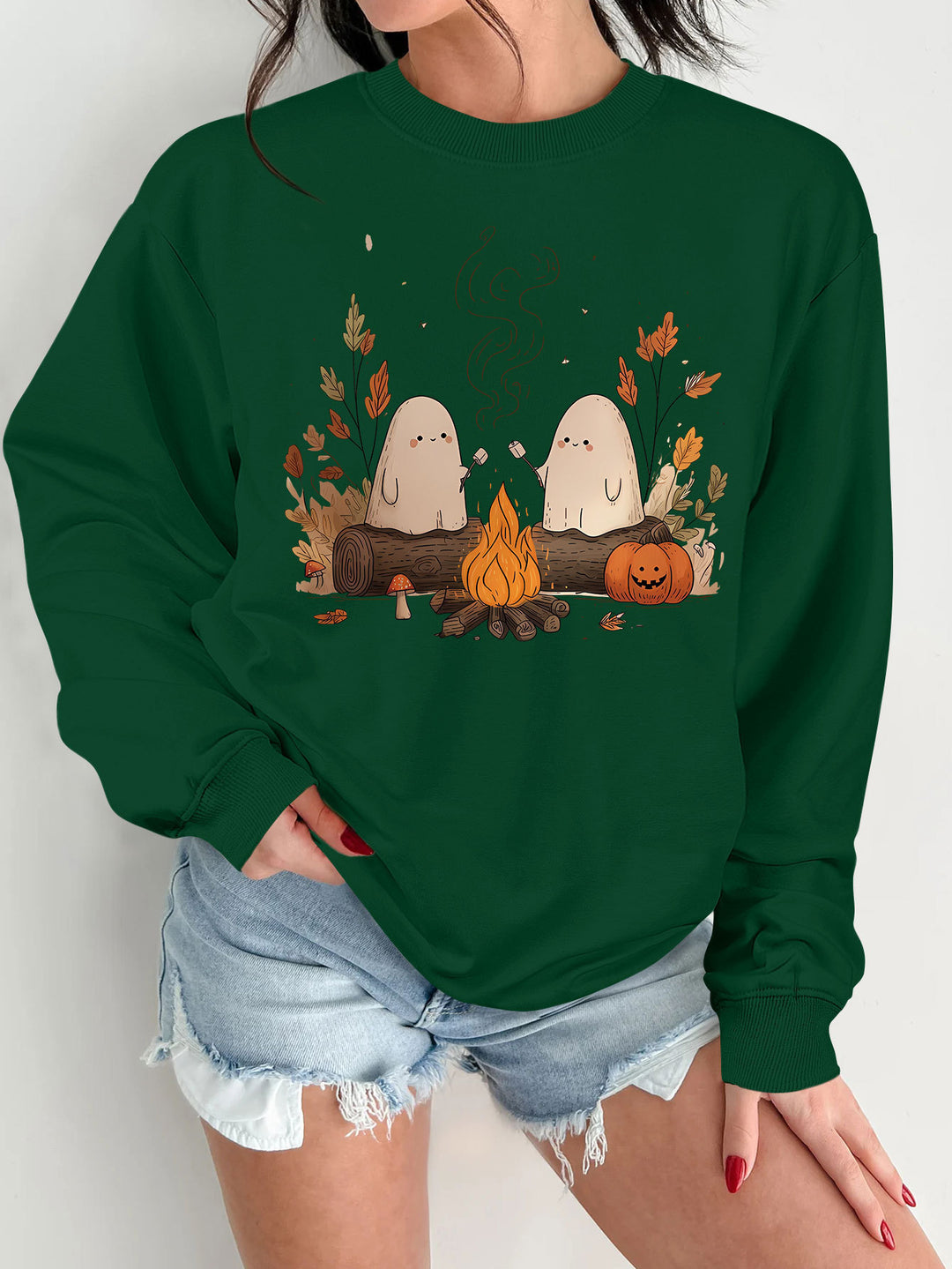 Damen Sweatshirt mit verspieltem Gruselmotiv und bequemer Passform Drune