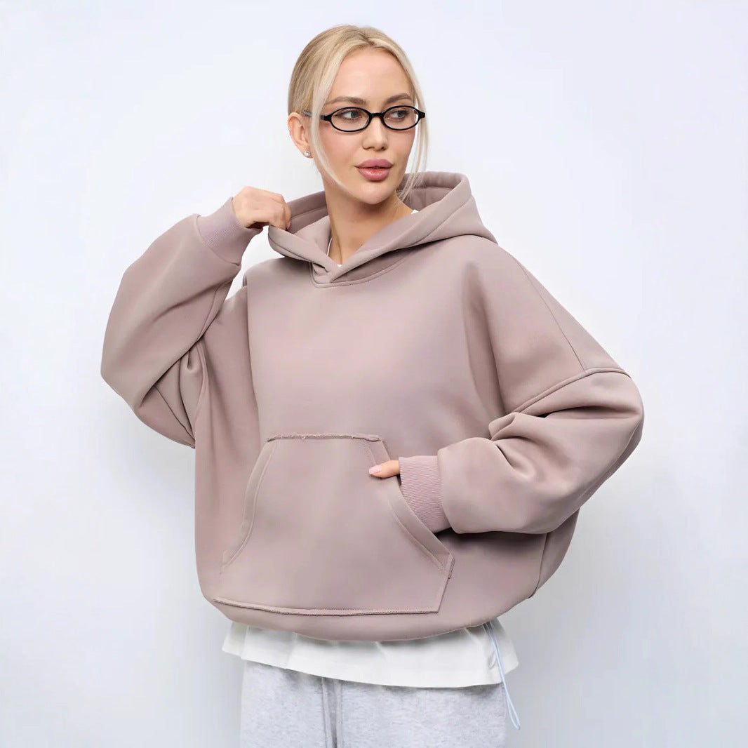 Damen lässiger Oversize-Hoodie mit Kängurutasche und weichem Innenfutter Drune