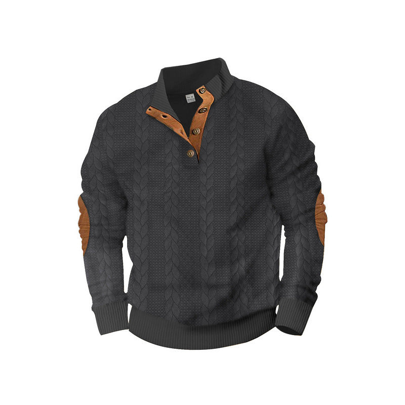 Herren modischer Strickpullover mit Stehkragen und kontrastierenden Akzenten Drune