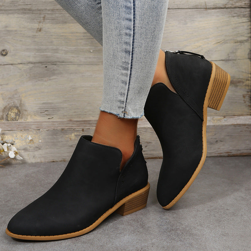 Damen Ankle Boots mit elegantem Reißverschluss und komfortablem Blockabsatz Drune