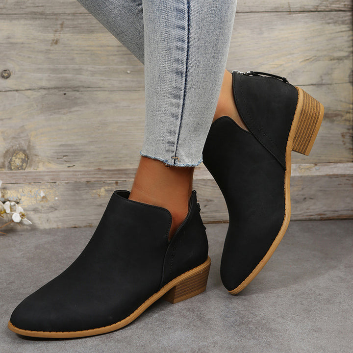 Damen Ankle Boots mit elegantem Reißverschluss und komfortablem Blockabsatz Drune