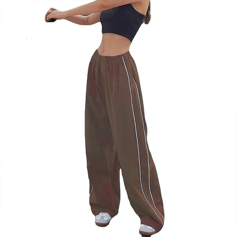 Damen Weite Satin-Hosen mit elastischem Bund Drune