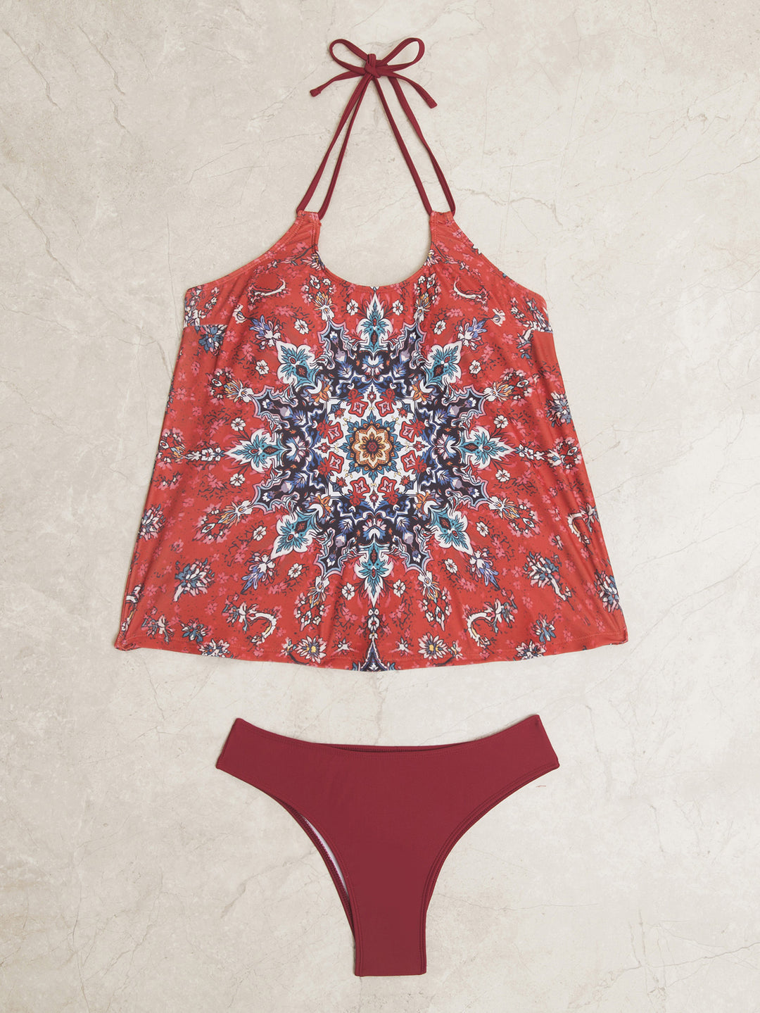 Damen Tankini-Set mit modischem Muster und lässigem Schnitt Drune