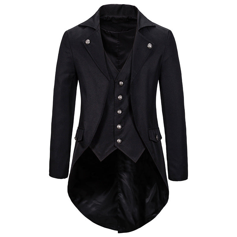 Herren eleganter Anzugmantel mit asymmetrischem Schnitt und feinen Details Drune