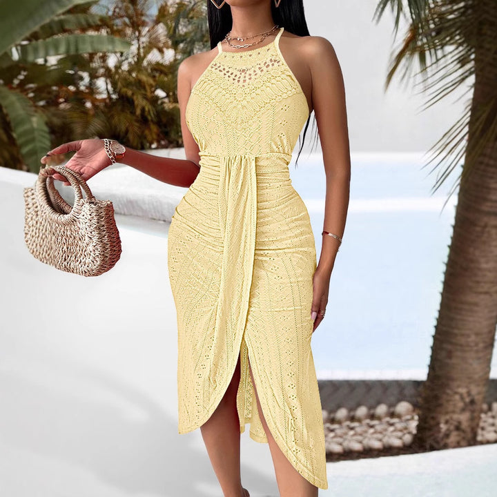 Damen Maxikleid mit verstellbarem Gürtel Drune