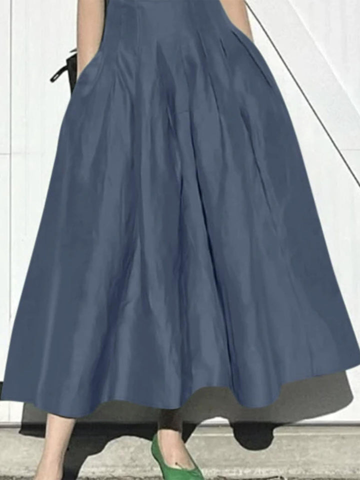 Damen Eleganter Midirock mit fließendem Schnitt und seitlichen Taschen Drune