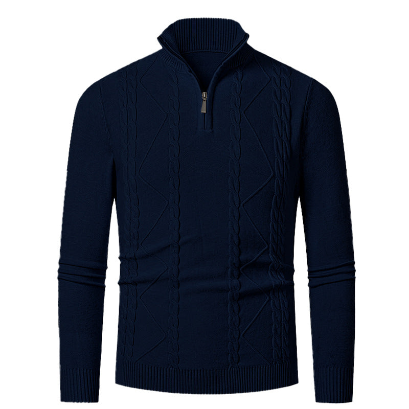 Herren Strickpullover mit Halb-Zip und strukturiertem Muster Drune