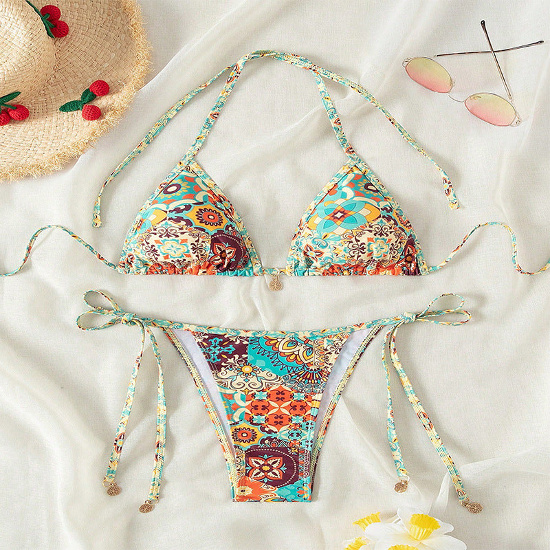 Damen Triangel-Bikini mit verspieltem Design und verstellbaren Bändern Drune