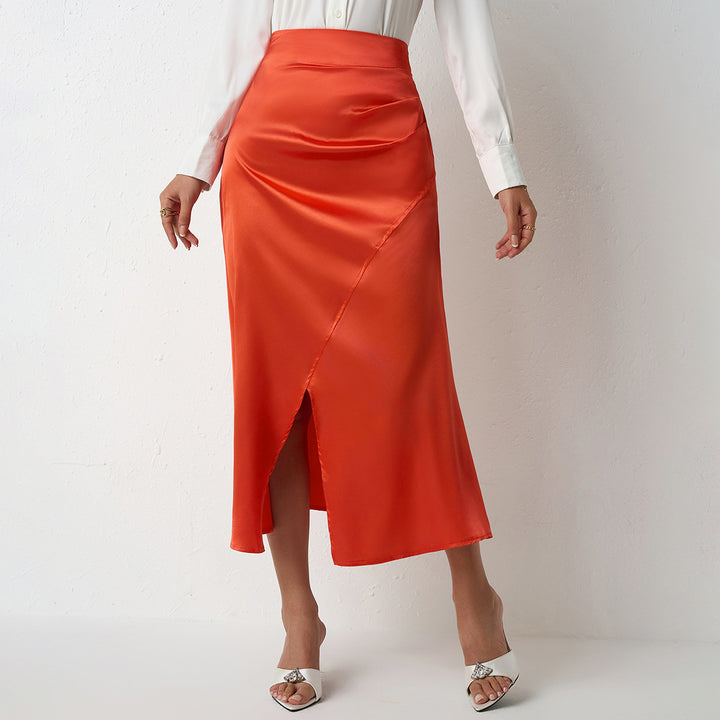 Damen Eleganter Schnitt Maxirock mit hohem Schlitz Drune